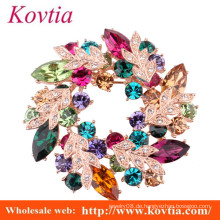 Modeschmuck bunte Kristall Rhinestone Blume Verschönerung Brosche